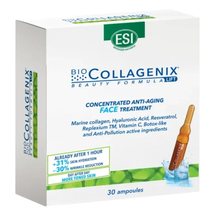 Biocollagenix Anti-Aging Ampoules – Beauty Formula Lift with Collagen, Hyaluronic Acid & Resveratrol for Firmness, Deep Hydration, Reduce Wrinkles & Puffiness & Improved Skin Texture, 30 Ampoules